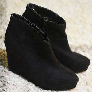 Black Wedge Ankle Boots Size 10